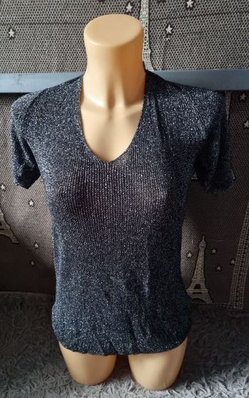 Haut de soirée gris pailleté taille L