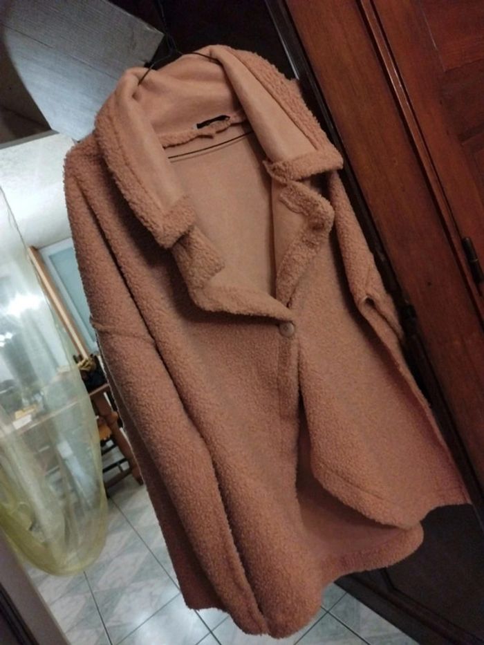 Manteau fausse fourrure rose pâle vintage L/40 - photo numéro 5