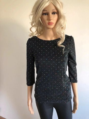 Haut noir et brillant pailleté neuf Morgan taille S (valeur 45€)