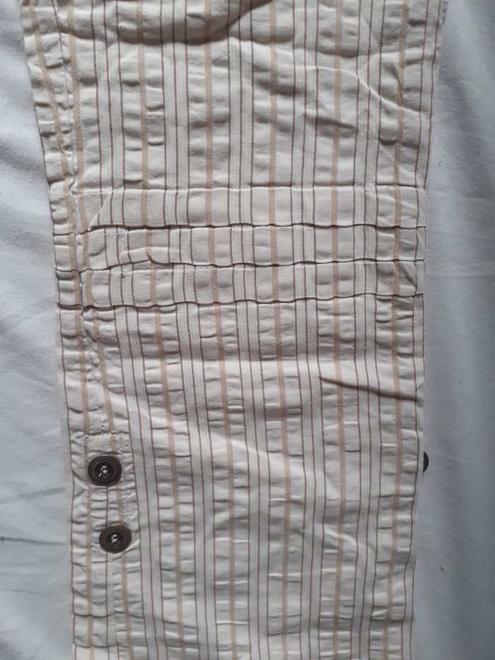 Pantalon beige à carreaux avec 2 grandes poches exterieures motif broderies - photo numéro 4