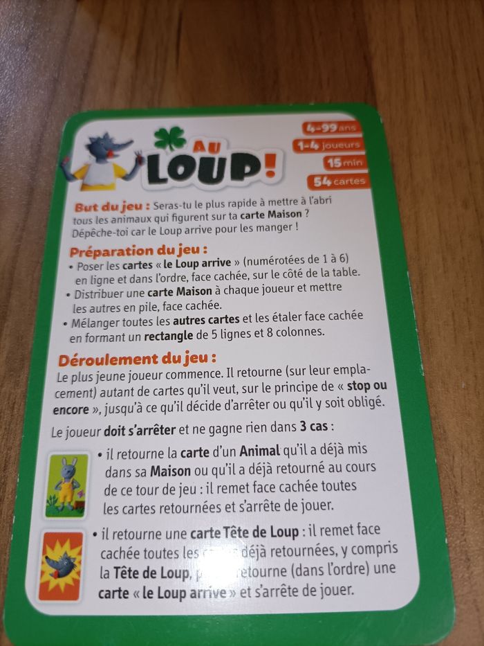 Jeu de carte Le loup - sauver les animaux - jeu d'observation et coopération - photo numéro 4