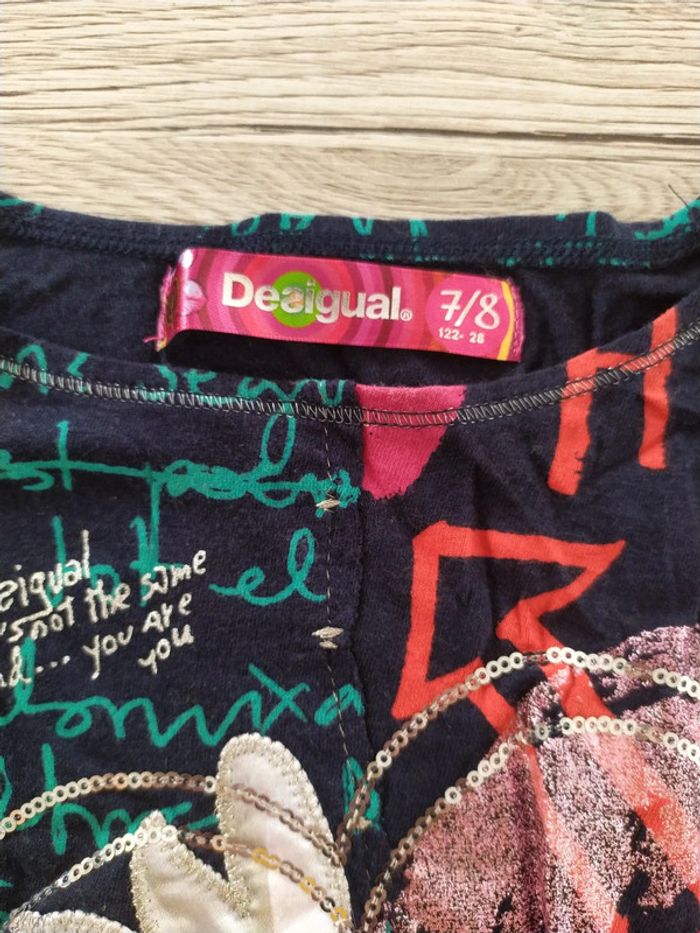 tee shirt manche 3/4 desigual 7/8 ans - photo numéro 3