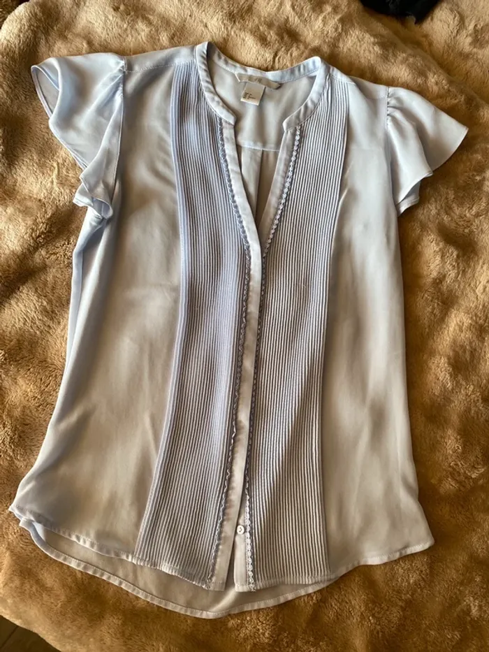 Chemisier manches courtes bleu ciel h&m - photo numéro 2