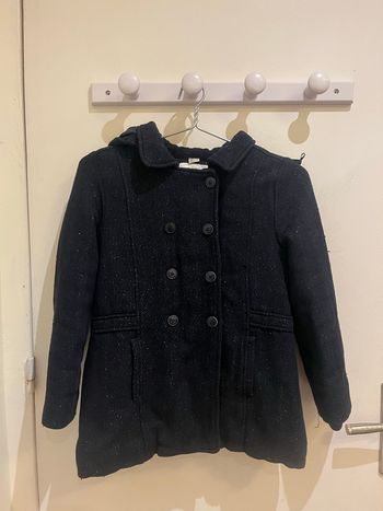 Manteau bleu marine long à paillettes et capuche tape à l’œil taille 12 ans fille
