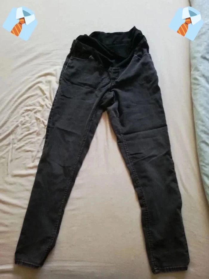 Pantalon de Grossesse Noir en Jean "Kiabi" - Taille 40