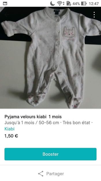 Pyjama velours 1 mois Kiabi