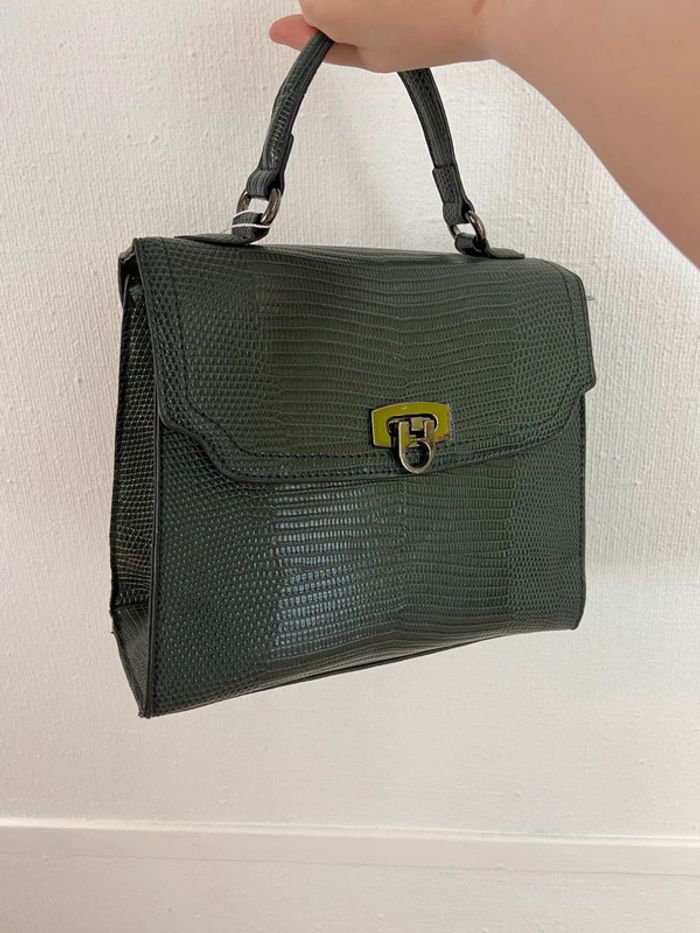 Sac à main imitation crocodile vert vintage