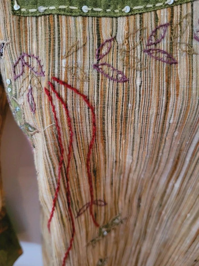 Robe tunique coton lin jute paillettes broderies M/38/10 - photo numéro 2