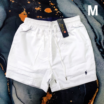 Short de plage RALPH LAUREN - Taille M - Blanc logo noir - Neuf