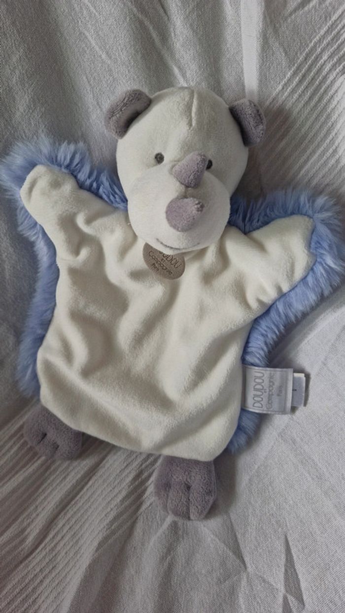 Doudou plat marionnette rhino Doudou et cie - photo numéro 3