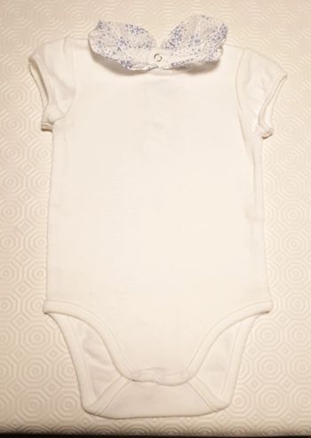 Body manches courtes jacadi col volanté fleuri 3 mois