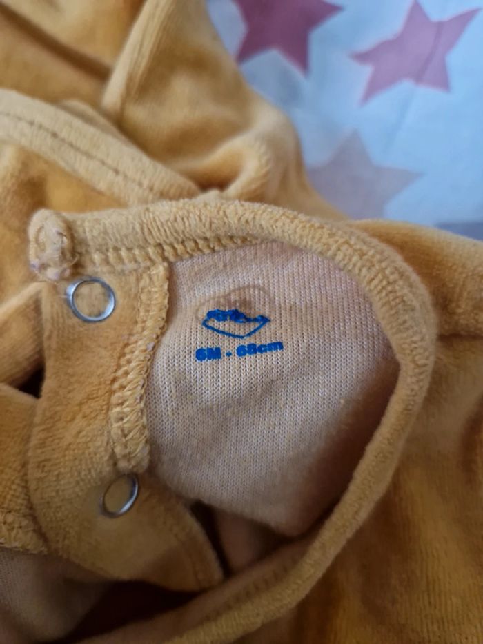 Grenouillère jaune pyjama velours 6mois - photo numéro 5