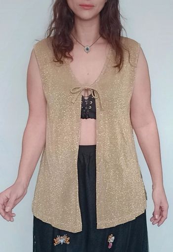 Gilet sans manche doré pailleté taille unique
