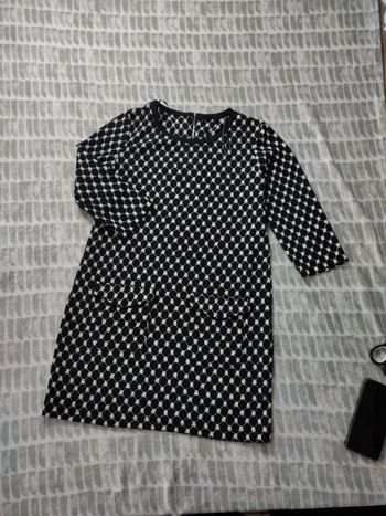 Robe motif noir et blanc style rétro vintage taille 40