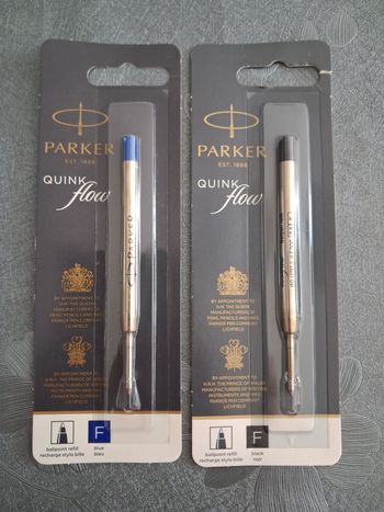 Recharge Parker stylo bille bleu et noir 