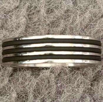 Bague homme noir et argent