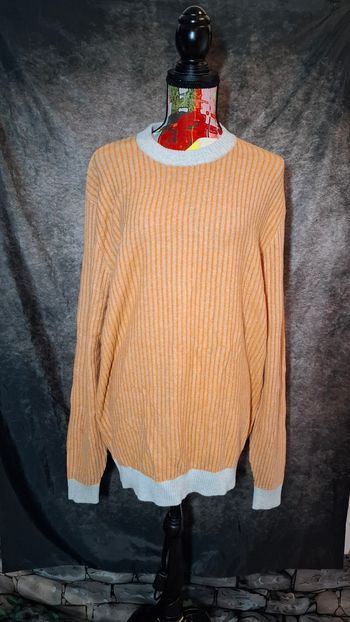 Pull maille côtelée orange gris Esprit