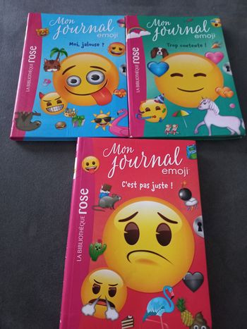 Lot 3 livres mon journal emoji bibliotheque rose 8/10 ans