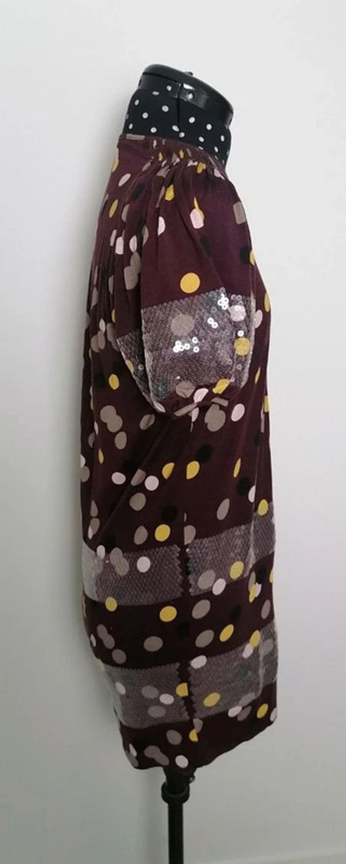 Robe d'été pois bordeaux mauve pois sequins Taille L Kenzo - photo numéro 3