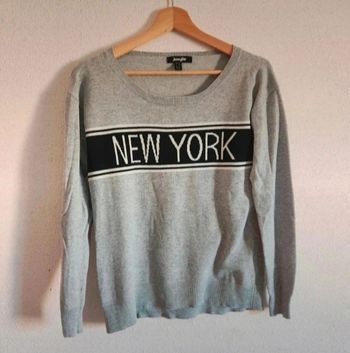 Pull femme XS Jennyfer – gris clair – New York – 100 % coton