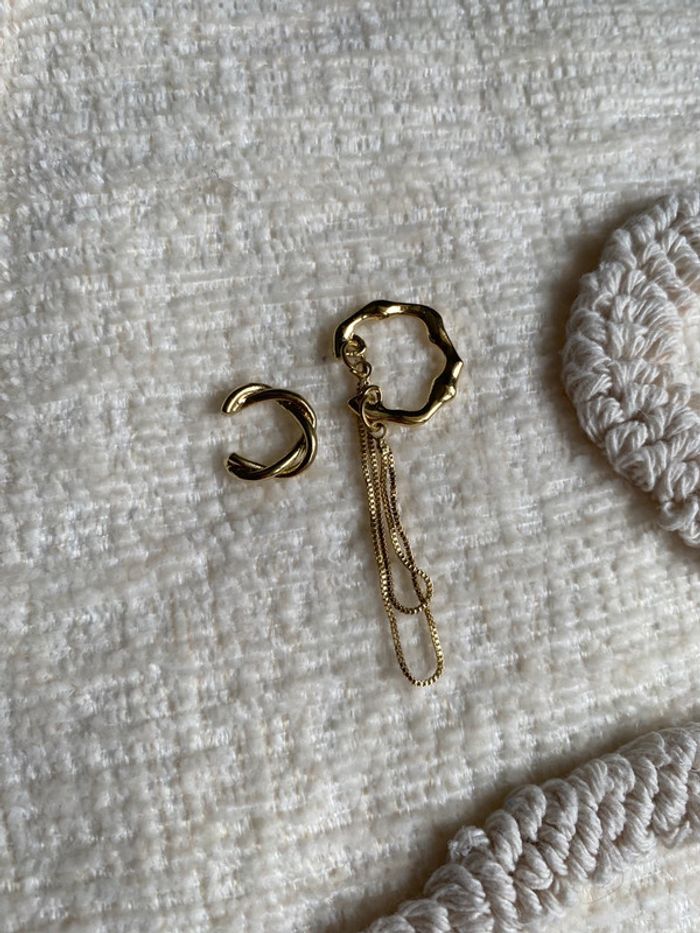 Lot de 2 bagues doreilles doré - photo numéro 5