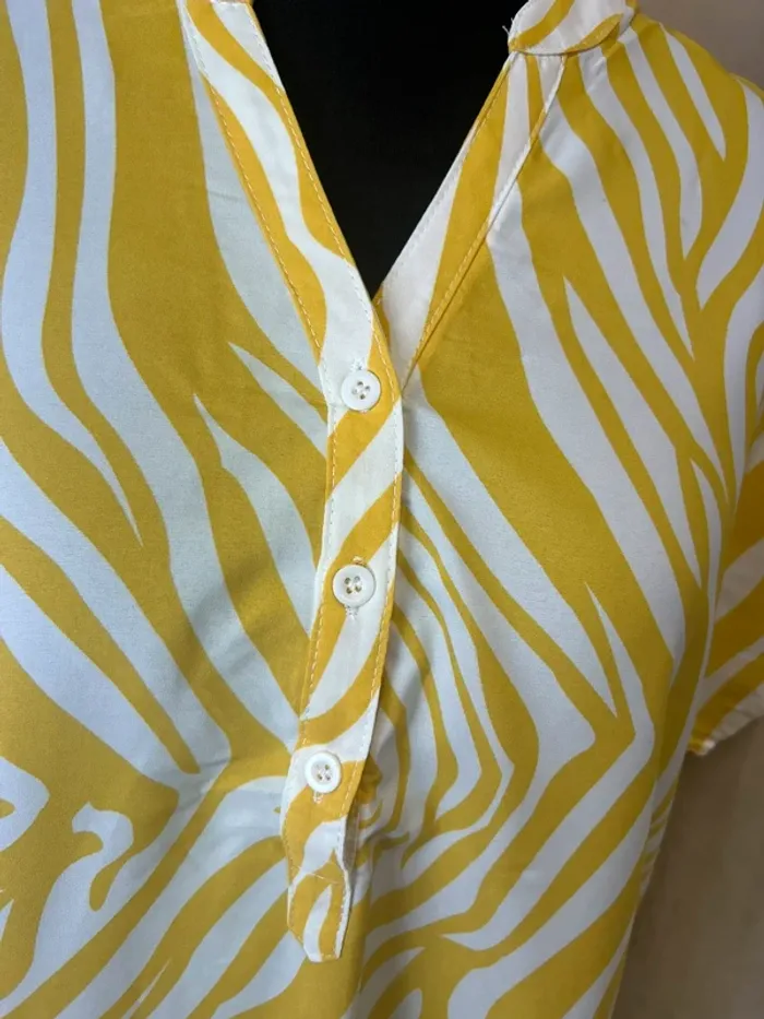 top femme chemise femme blouse femme neuf jaune et blanc taille 42 taille 44 - photo numéro 4
