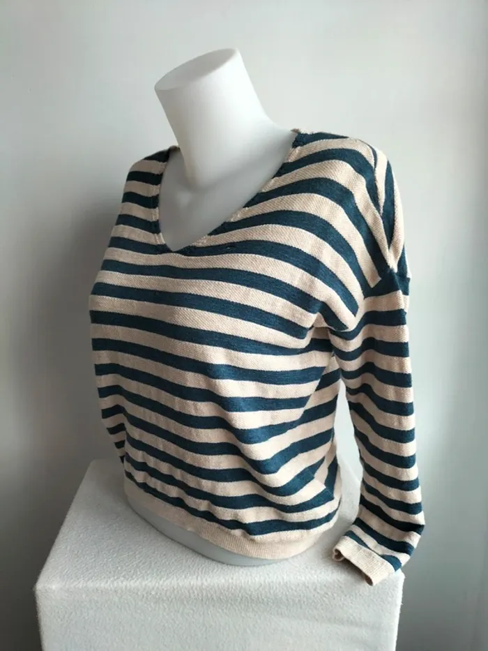Pull Léger Femmes Col V - Tommy Hilfiger - Denim - Taille XXS - photo numéro 3