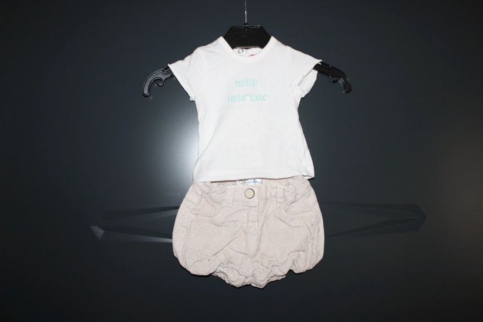 Ensemble short + t-shirt manches courtes taille 1 mois 54 cm