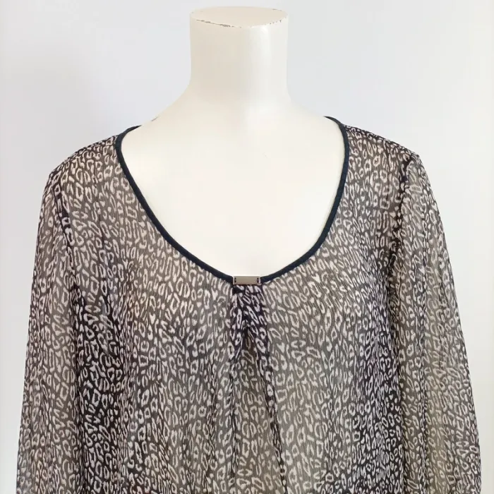 Blouse manches longues Leopard transparente - Jacqueline Riu T46 Ouverte goutte au dos A1534 - photo numéro 8