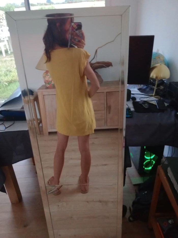 Chemise de nuit type long t-shirt femme L moutarde c64 - photo numéro 4