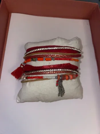 Bracelet double tour rouge