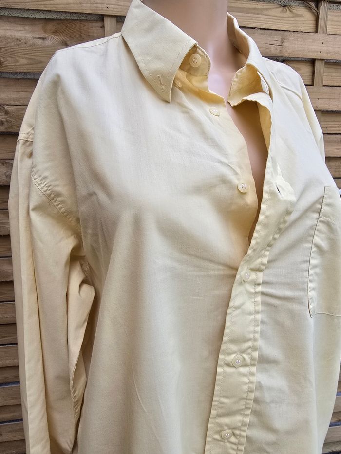 Chemise mixte jaune beurre 🍒vintage 80🍒taille jusqu'au 48 - photo numéro 3
