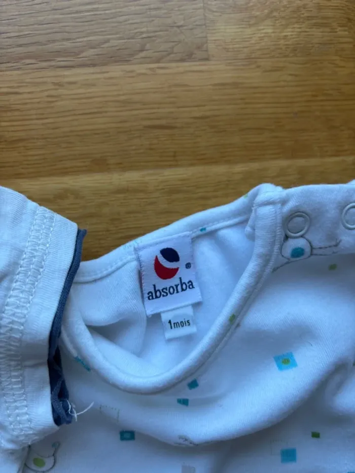 Lot 2 t-shirts MC absorba 1 mois garçon - photo numéro 3