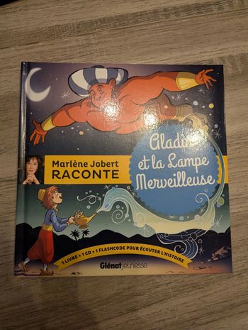 Vend livre avec cd d'Aladin et la lampe merveilleuse. Voix de Marlène Jobert