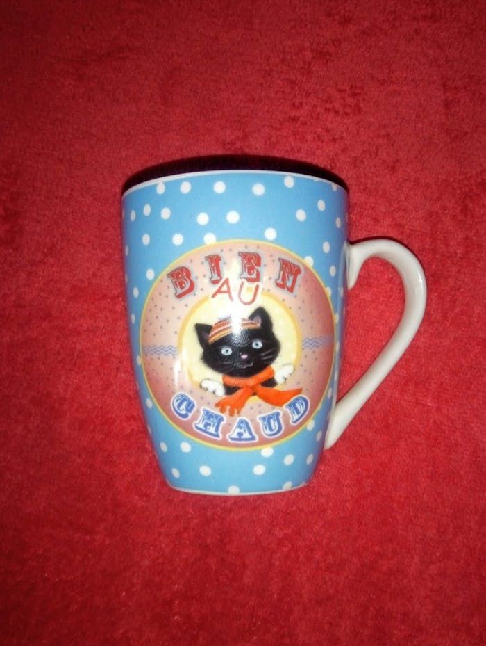 Mug bleu chat hiver