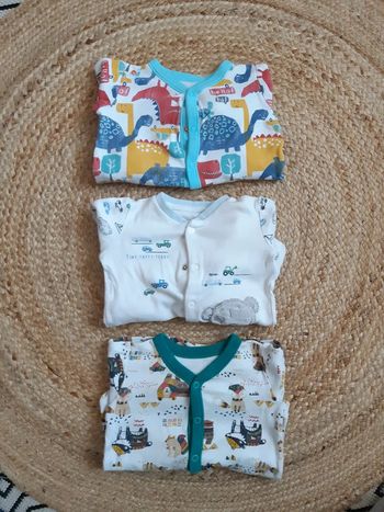 Lot de 3 pyjamas fins 1 pièce 3 mois