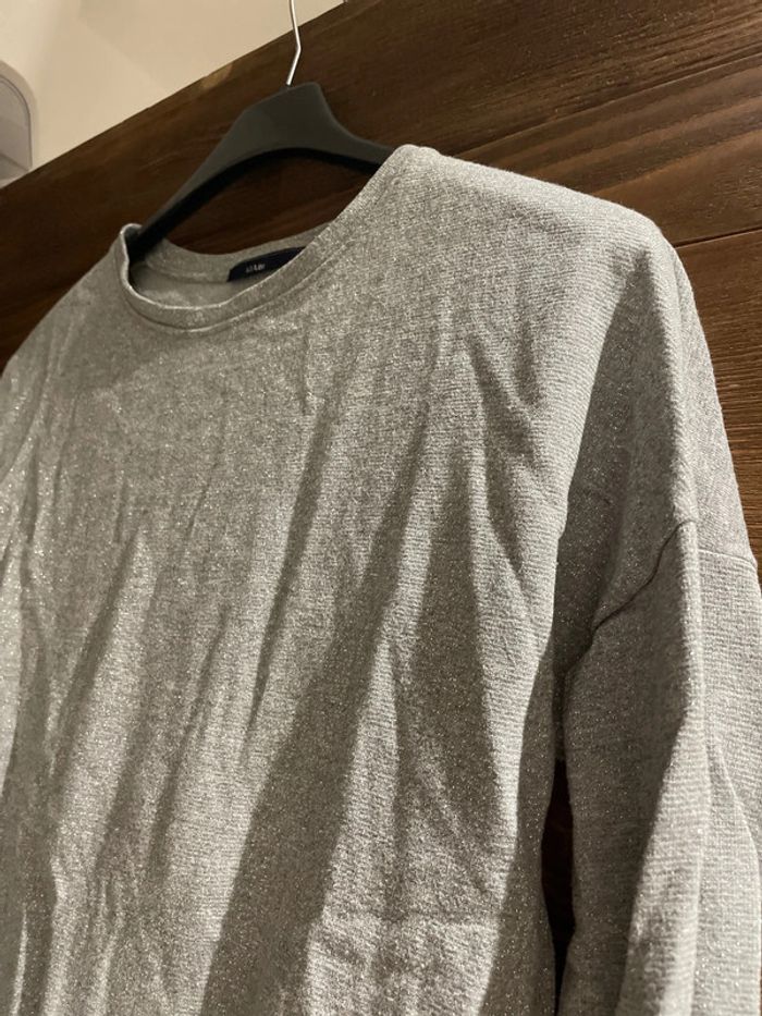 Sweat gris pailletée argenté - photo numéro 2