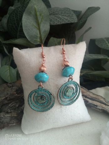 Boucles d'oreilles bohèmes trèfles en pierre de turquoise africaine