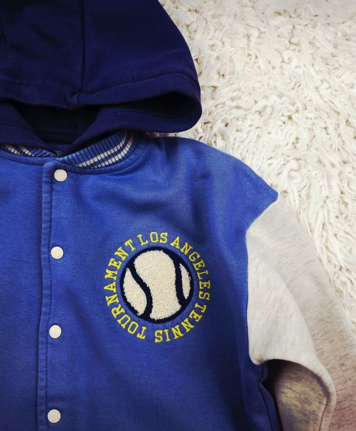 Teddy molletonné à capuche bleu gris et marine Garçon taille 10 ans marque Vertbaudet 🎸 - photo numéro 6