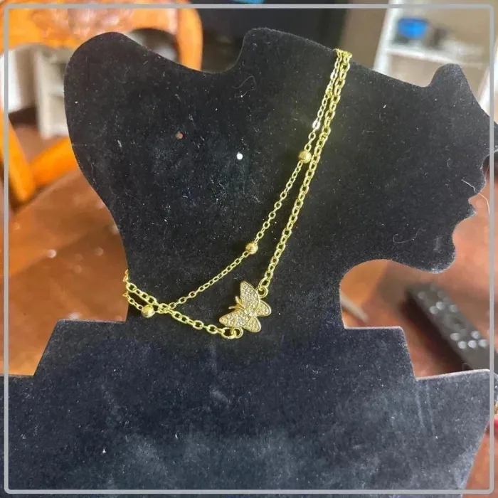 Bracelet cheville papillon doree
