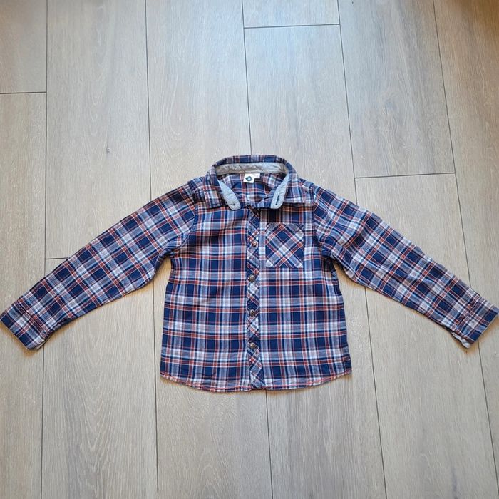 Chemise bleu marine, rouille et blanche. Garçon 5 ans. Marque Z