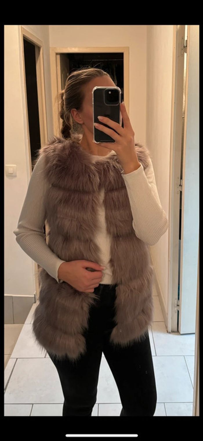 Veste fausse fourrure sans manches Gris taille Xs - photo numéro 5