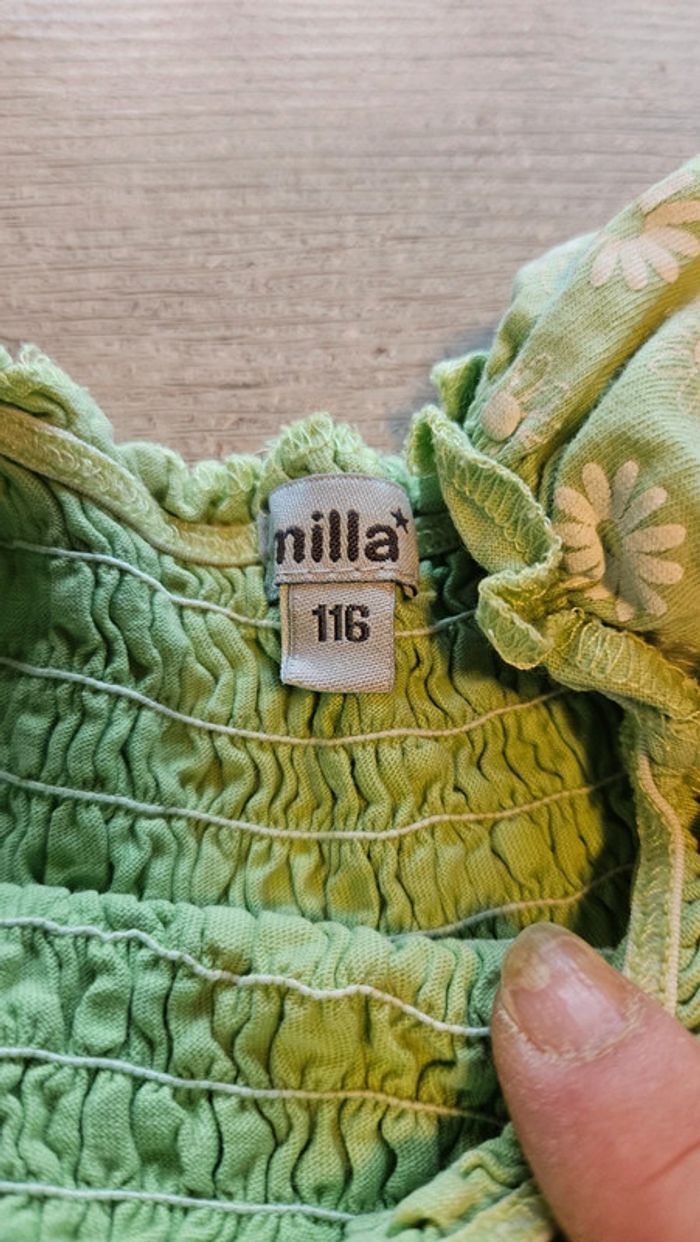 Robe d été vert très clair avec fleurs blanches, Milla, 6 ans, peu mise - photo numéro 6