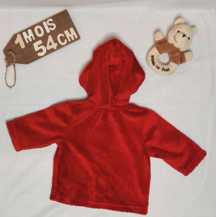 Ensemble Disney  👣 mixte  veste à  capuche rouge et pantalon chaud blanc,  1 mois/54cm - photo numéro 12