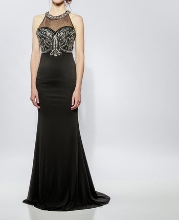 robe de soiree sirène noire buste strass Taille 38