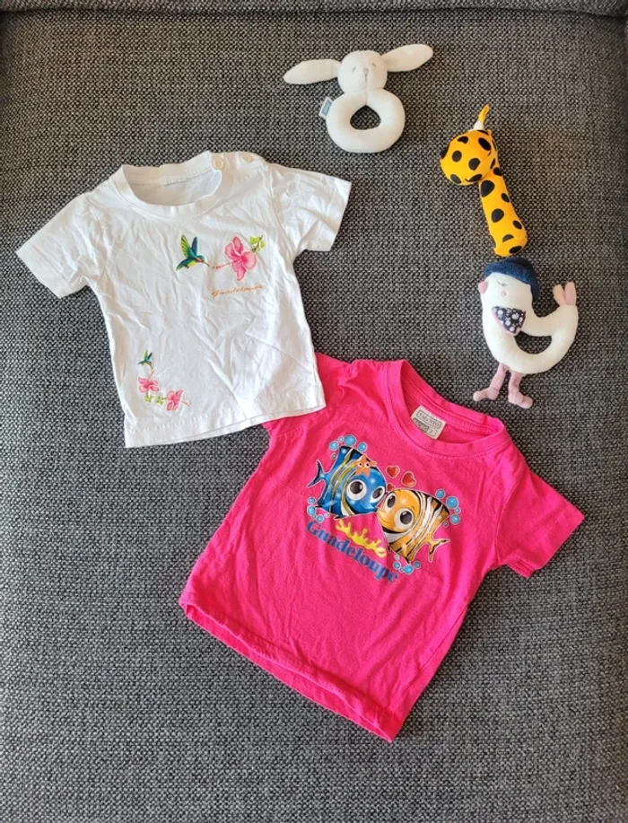 Lot de 2 t-shirts fille 12 mois