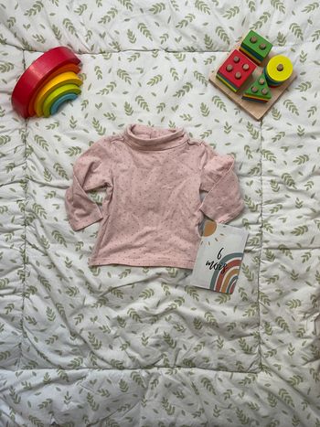 sous pull col roulé rose à pois 6 mois vertbaudet