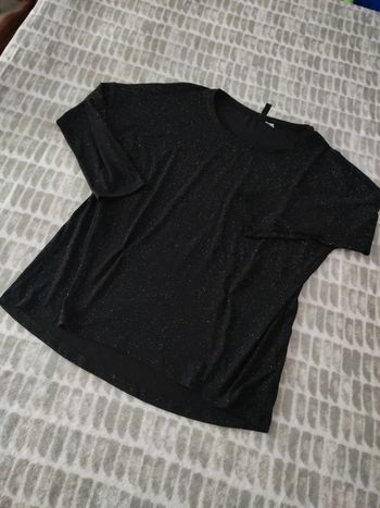 Haut blouse tee-shirt manches 3/4 paillettes h&M taille 38