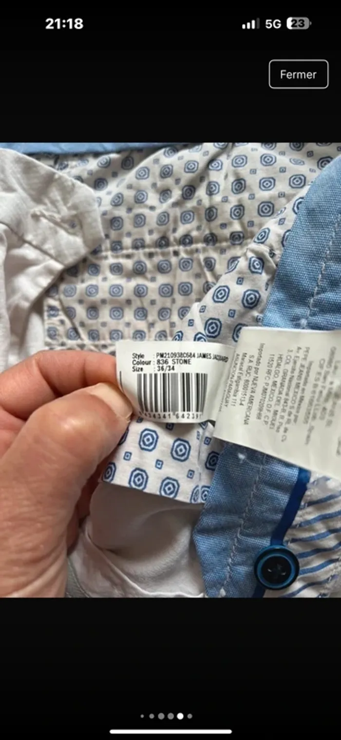 Pantalon chino blanc crème pépé jeans 36/34 - photo numéro 4