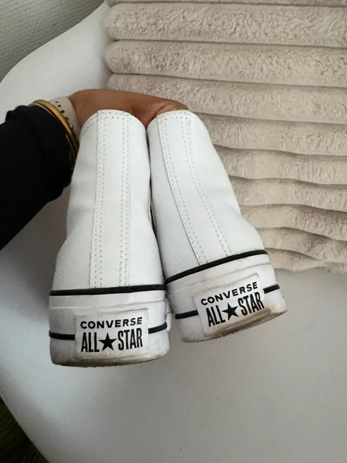 Converse montantes en cuir - blanches - photo numéro 13